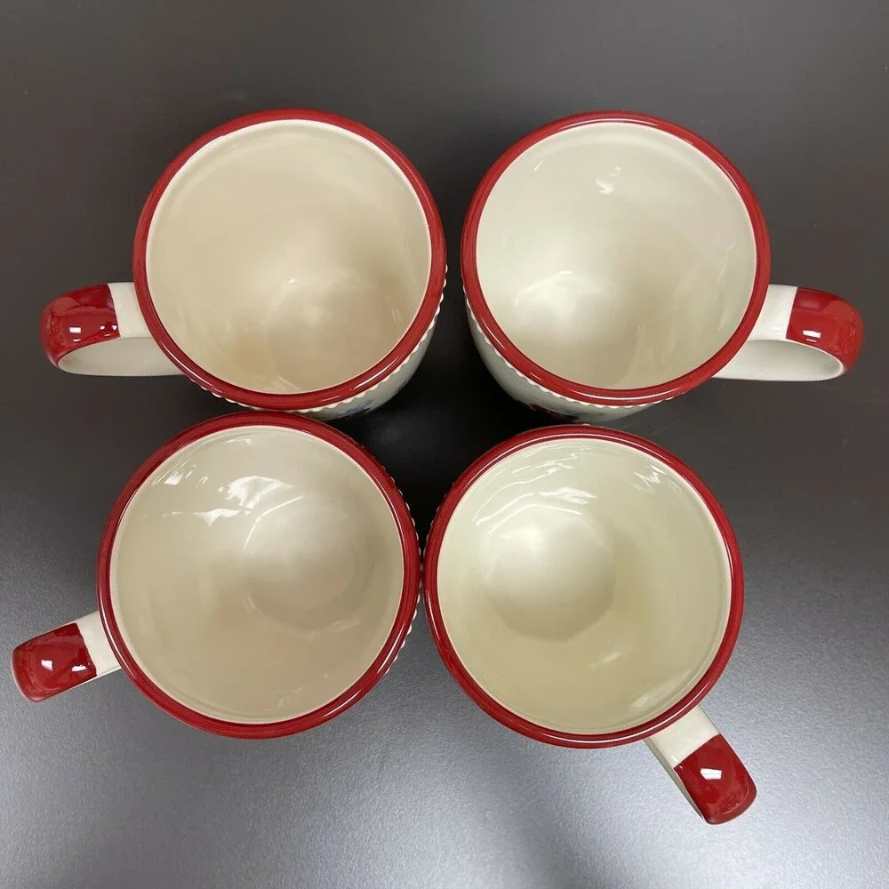 Williams Sonoma Gingerbread Chef Mugs Cups Earthenware Dishwasher Safe Lot of 4